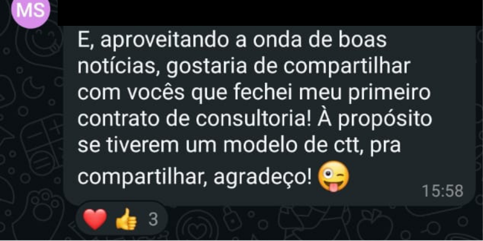 Print de mensagem de mentorado no WhatsApp