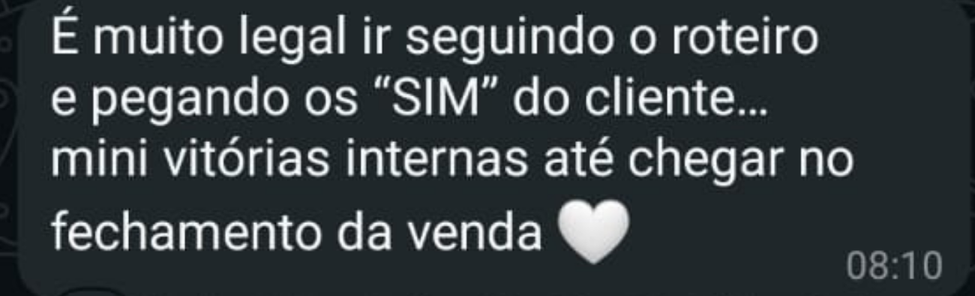 Print de mensagem de mentorado no WhatsApp